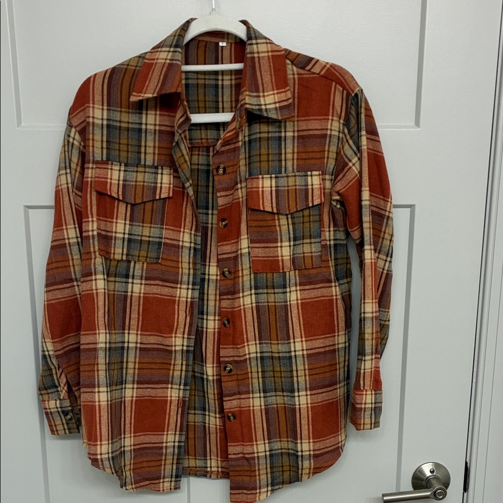 Fall Plaid Button-Up Shirt